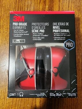 3M Pro-Grade Over-Ear Hearing Protectors — Red